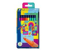 STAEDTLER Rotuladores Triplus Happy, diseño triangular ergonómico, ancho de trazo de 1,0 mm, larga duración, 10 rotuladores en colores variados en estuche de cartón, 323 C10 HA