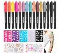 Rotuladores Tatuajes Niños, 15 piezas Marcadores para Tatuajes Temporales, Kit Tatuajes Temporales Tattoo Niños, Juego Tatuajes Niña Niño para Fiesta Halloween Cumpleaños