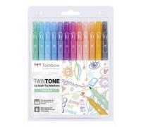 Rotuladores Tombow TwinTone Pastels 12 piezas doble punta multicolor