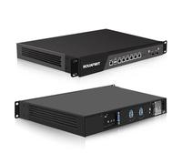 ROUAFWIT 1U Cabinet Firewall Appliance 10GBe, Core i7-8700, 2 x SFP+ 82599es 10Gbe, 6 x i226V 2.5GbE LAN, OPNsense, Network Rackmount, DDR4 16G RAM 512G SSD, Barebone