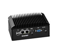 ROUAFWIT Fanless Mini PC 8250U, 2X Realtek RJ45 LAN, 2X DB9 RS232/485 COM, DDR4 8G RAM 128G SSD, 6USB, HD+VGA Dual Dispaly, Mic, Industrial Grade Mini PC for 24/7 Reliable Operation