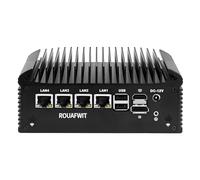 ROUAFWIT Fanless Mini PC N150 Firewall Appliance 4 x 2.5Gbit LAN, 2 RS232 COM, Industrial PC, 6USB, HD+DP Dual Dispaly, Router/Home Server Computer Hardware 8G RAM 128G SSD