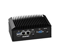 ROUAFWIT Industrial Fanless Mini PC N2840, 2X RTL8111H RJ45 LAN, 2X DB9 RS232/485 COM, DDR3 8G RAM 512G SSD, 8USB, HD+VGA Dual Dispaly, Mic, Industrial Grade Mini PC for 24/7 Reliable Operation