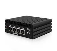 ROUAFWIT Micro Firewall Appliance, Fanless Mini PC J3710 4C/4T, 4X 2.5 GbE i226-V LAN,AES-NI,DDR3 8GB SSD 128GB Router Netzwerk Security USB3.0/Type-C/2HD/Wi-Fi, Dual Display