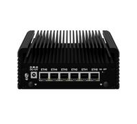 ROUAFWIT Micro Firewall Appliance, Fanless Mini PC N300 8Cores/8Threads, 6X 2.5 GbE i226-V LAN,AES-NI,DDR5 16GB RAM 256GB SSD Router Netzwerk Security USB3.2/Type-C/2HD/Triple-screen Display/TF