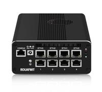 ROUAFWIT Micro Firewall Mini PC Pentium 8505, DDR5 16GB RAM 128GB SSD Router Appliance Computer, 8 x 2.5Gbe i226-V LAN, Console COM, Type-C, TF