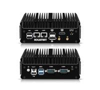ROUAFWIT Mini PC Industrial Fanless 12th Gen N100, 16G RAM 128G M.2 NVME SSD Micro Ordenador Sobremesa Oficina Computer, Dual i226V 2.5GbE LAN, 2 COM, WiFi/BT, 3 Mostrar