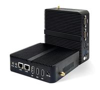 ROUAFWIT N100 Mini PC Industrial Micro Ordenador De Sobremesa Fanless Win 11 Pro, DDR4 8GB RAM 64GB SSD Computer, Dual RJ45 Gigabit Ethernet, 2*RS232 COM, WiFi BT4.2, 4K 3 Display