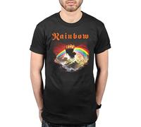 Roubeijia Rainbow Rising Graphic Camiseta English Ritchieore for Mens, Negro , L
