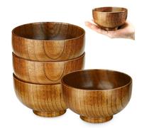 Roucerlin Cuencos pequeños de madera para cereales de 4.7 pulgadas, cuencos de madera para helado, postre de cocina hecho a mano, sopa decorativa para servir ensalada de frutas, condimentos, frutos