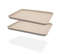 Roucerlin Juego de 2 bandejas de Servir irrompibles, Ideales para cenar, té, Cama, Bar, Desayuno (Beige)