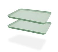 Roucerlin Juego de 2 bandejas de Servir irrompibles, Ideales para cenar, té, Cama, Bar, Desayuno (Verde)