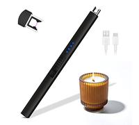 Rouclo Encendedor Eléctrico Con Arco Para Velas y Cocina - Indicador de Batería, USB Recargable - Para Gas, Chimenea, Barbacoa, Camping (Negro)