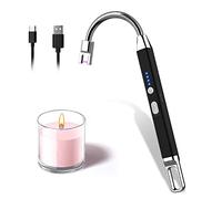 Rouclo Encendedor Electrico Con Arco y Indicador de Batería - 360° Flexible, USB Recargable Para Cocina de Gas, Velas, Chimenea, Barbacoa (Negro)