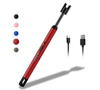 Rouclo Encendedor Electrico, Encendedor Cocina Arco Electrico con Indicador de Batería, Encendedor Velas Mechero Electrico USB Recargable para Cocina de Gas,Chimenea, Barbacoa (Rojo)
