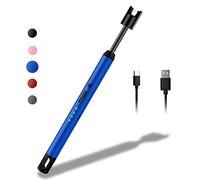 Rouclo Encendedor Electrico, Encendedor Cocina Arco Electrico con Indicador de Batería, Encendedor Velas Mechero Electrico USB Recargable para Cocina de Gas,Chimenea, Barbacoa (Azul)