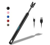 Rouclo Encendedor Electrico, Encendedor de Cocina con Indicador de Batería y Mechero USB Recargable para Cocina de Gas, Chimenea, Barbacoa (Negro)