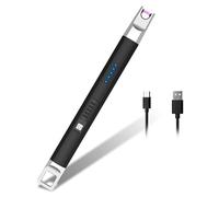 Rouclo Encendedor Electrico, Encendedor Velas Encendedor Cocina Arco Electrico con Indicador de Batería, Mechero Electrico USB Recargable para Cocina de Gas,Chimenea, Barbacoa,Camping (Negro)