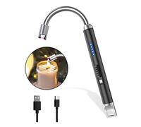 Rouclo Encendedor Electrico, Encendedor Velas Encendedor Cocina Arco Electrico con Indicador de Batería, 360 Flexible Mechero Electrico USB Recargable para Cocina de Gas,Chimenea, Barbacoa (Negro)