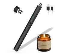 Rouclo Encendedor Eléctrico USB, Mechero Largo Antiviento Sin Llama para Cocina, Velas, Gas, Chimenea, Barbacoa y Camping (Negro)