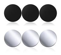 Rouclo Láminas Metálicas 6 Piezas para Soporte iman movil Coche, Reemplazo de Placa de Metal Muy Finas Adhesivo Soporte movil Coche magnético - 3 Negro y 3 Plata(Redondos)