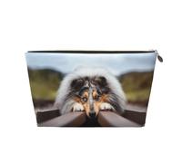 Rough Collie Bokeh Ferrocarril Perros Mascotas Áspero, Bolsa de Maquillaje Bolsa de cosméticos Bolsa de artículos de tocador de Viaje portátil Bolsa de artículos de tocador