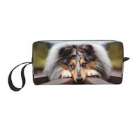 Rough Collie Bokeh Ferrocarril Perros Mascotas Áspero, Bolsa de Maquillaje Bolsa de cosméticos Bolsa de artículos de tocador de Viaje portátil Bolsa de Maquillaje