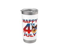 Rough Collie Dog American Flag Sunglasses Happy 4th Of July Vaso térmico de acero inoxidable de doble pared