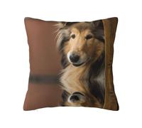 Rough Collie Lassie Dogs - Funda de almohada con cremallera oculta, funda de almohada de poliéster, impresión de doble cara, funda de almohada decorativa