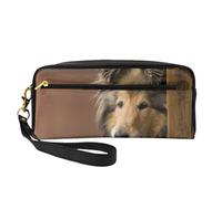 Rough Collie Lassie Perros Perros Grandes Y Esponjosos Mascotas, Bolsa de Maquillaje Bolsa de cosméticos Bolsa de Aseo de Viaje portátil Estuche de Cuero para Mujeres y niñas