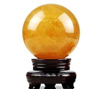 Rough Quartz Sphere Ball Purple Yellow Amethysts Citrine Crystal Stone Sphere Ball Citrine Decorative Ornaments with Pedestal,Citrine ball-12cm