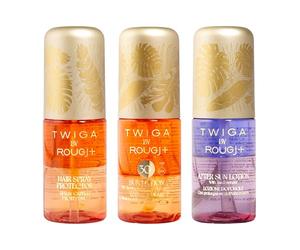 Rougj Travel Kit Solar 3x50ml - Spray Capilar, Loción Solar SPF 30, After Sun - Activador y Prolongador del Bronceado, Hidratación y Protección UV - Twiga by Rougj - Made in Italy