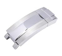 ROUHO 16 x 9mm Acero Inoxidable Glide Lock Hebilla Correa, Cierre Ajustable Reemplazo Reloj para Rolex Daytona Submariner Oyster Yacht-Master Sea-Dweller-Plata Pulido