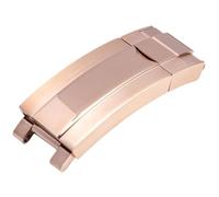 ROUHO 16 x 9mm Acero Inoxidable Reemplazo Cierre Correa, Hebilla Glide Lock Deslizante Reloj para Rolex Daytona Submariner Oyster Perpetual-Oro Rosa