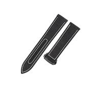 ROUHO 19mm Duradera Acolchada Lona Correa Reloj 38mm Esfera Cuero Genuino Pulsera Reloj para Omega Aqua Terra 220.10.38.20.03.001-Negro Blanco + Negro