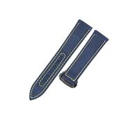 ROUHO 19mm Duradera Acolchada Lona Correa Reloj 38mm Esfera Cuero Genuino Pulsera Reloj para Omega Aqua Terra 220.10.38.20.03.001-Azul Amarillo + Negro