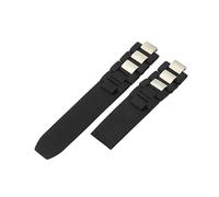 ROUHO 20 x 10mm Correa de Silicona Duradera, Brazalete de Goma Hebilla Plegable Metal para Cartier 21st Century-Negro sin Hebilla