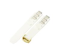 ROUHO 20 x 10mm Correa de Silicona Duradera, Brazalete de Goma Hebilla Plegable Metal para Cartier 21st Century-Blanco + Oro Hebilla
