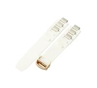 ROUHO 20 x 10mm Correa de Silicona Duradera, Brazalete de Goma Hebilla Plegable Metal para Cartier 21st Century-Blanco + Oro Rosa Hebilla