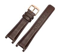 ROUHO 20 x 12mm Cuero Genuino Correa Reloj Repuesto Hebilla Ardillón Transpirable Pulsera Reloj para Gucci Interlocking YA1332 YA1333 YA1335-Marrón + Oro Rosa Hebilla
