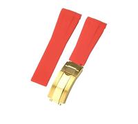 ROUHO 20mm Impermeable Interfaz Arco Deportivo Reloj Correa Despliegue Hebilla Accesorios para Rolex Daytona Sub Explorer-Rojo + Oro Hebilla