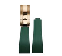 ROUHO 20mm Silicona Caucho Reloj Pulsera Schiebeverschluss Hebilla Reemplazo Reloj Correa para Rolex Daytona Sub GMT-Verde + Oro Rosa Hebilla