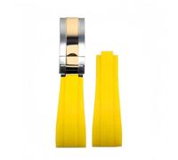 ROUHO 20mm Silicona Caucho Reloj Pulsera Schiebeverschluss Hebilla Reemplazo Reloj Correa para Rolex Daytona Sub GMT-Amarillo + Plata Oro Rosa Hebilla