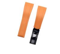 ROUHO 20mm Silicona Reloj Correa Reemplazo Despliegue Hebilla Reloj Correa para Rolex Submariner Oyster-Naranja + Negro Hebilla