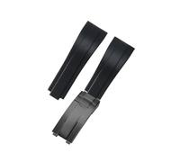 ROUHO 21mm Silicona Deportivo Reloj Correa - Cierre Deslizante Pulsera Reemplazo Reloj Correa para Rolex Daytona Submariner-Negro + Negro Hebilla