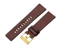 ROUHO 22mm Banda de Reloj Cuero Premium, Correa de Repuesto Extremo Recto Alta Resistencia Hombre para Diesel DZ1405 DZ2426 DZ1944 DZ1900 DZ1399-Café + Oro Hebilla