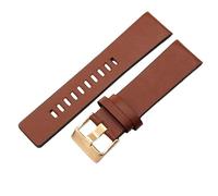 ROUHO 22mm Banda de Reloj Cuero Premium, Correa de Repuesto Extremo Recto Alta Resistencia Hombre para Diesel DZ1405 DZ2426 DZ1944 DZ1900 DZ1399-Marrón + Oro Rosa Hebilla