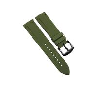 ROUHO 22mm Correa de Caucho Silicona, Impermeable Transpirable con Pasadores de Liberación Rápida para Citizen BN0191-55L BN0193-17E-Verde Oscuro + Negro Hebilla