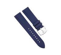 ROUHO 22mm Correa de Caucho Silicona, Impermeable Transpirable con Pasadores de Liberación Rápida para Citizen BN0191-55L BN0193-17E-Azul + Plata Hebilla