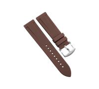 ROUHO 22mm Correa de Caucho Silicona, Impermeable Transpirable con Pasadores de Liberación Rápida para Citizen BN0191-55L BN0193-17E-Marrón + Plata Hebilla